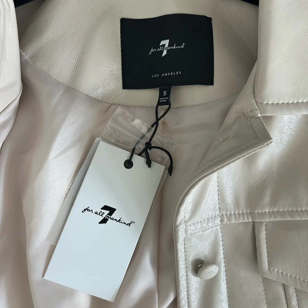 7 For All Mankind Cream Faux Leather Jacket - S - NWT - Picture 2 of 4